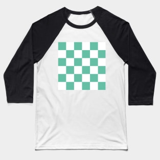 Aqua and white checkerboard print Baseball T-Shirt